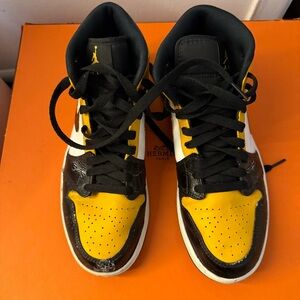 Black and Yellow High-Top air Jordan Sneakers